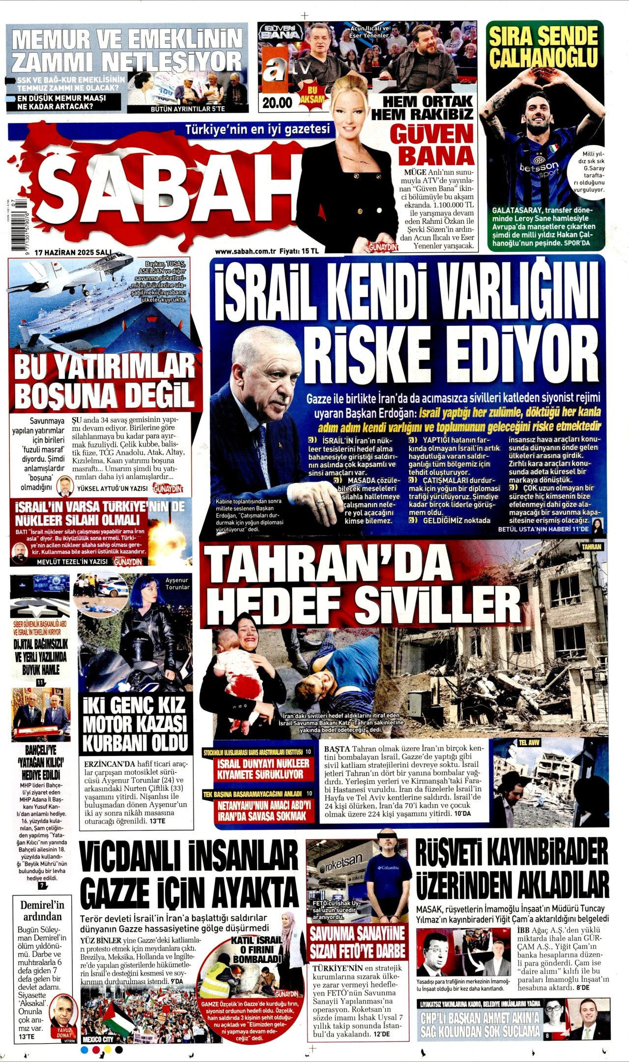 İsrail artık güvende değil! Nükleer kullanma ihtimali arttı...  17 Haziran Salı gazete manşetleri... - Sayfa 6