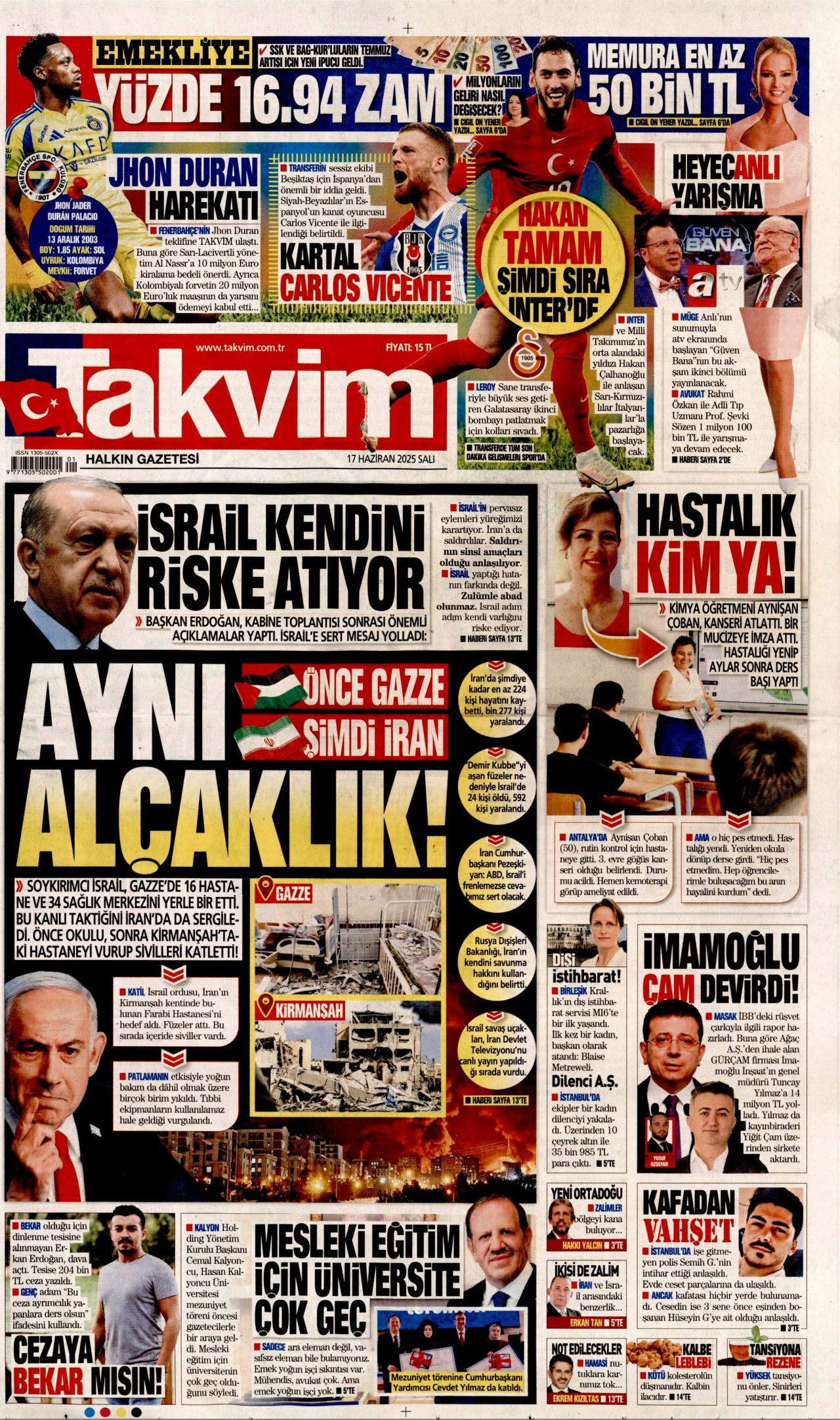 İsrail artık güvende değil! Nükleer kullanma ihtimali arttı...  17 Haziran Salı gazete manşetleri... - Sayfa 14