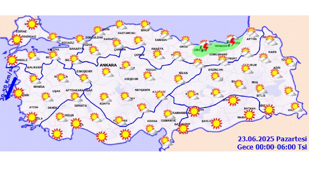 23 Haziran 2025 Meteoroloji hava durumu tahminleri: Az bulutlu, bulutlu ve yağışlı hava etkili olacak... - Sayfa 1