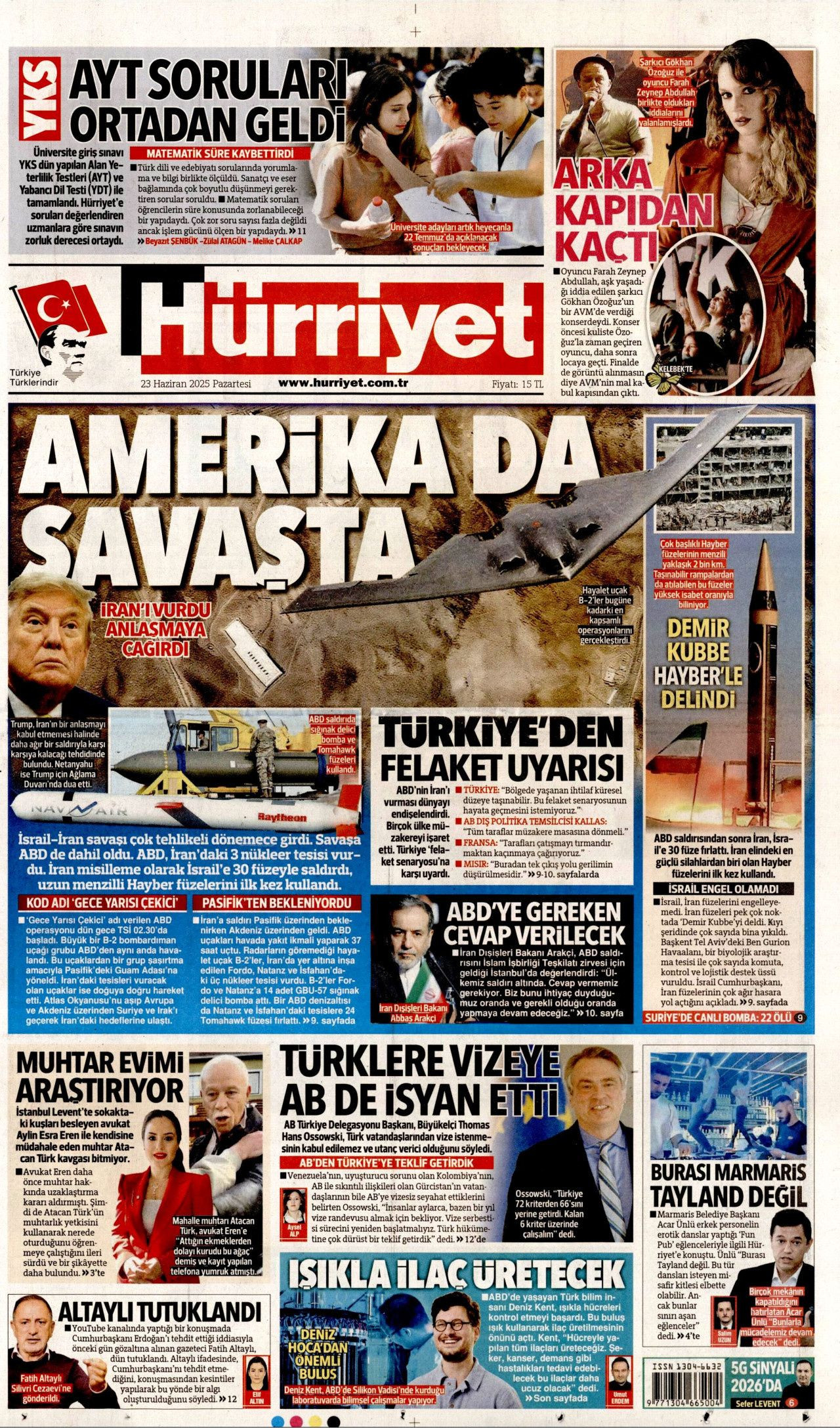 İsrail'e teslim olan ABD, İran'ı vurdu! İsrail-İran savaşındaki tehlikeli dönemeç gazete manşetlerinde... - Sayfa 1