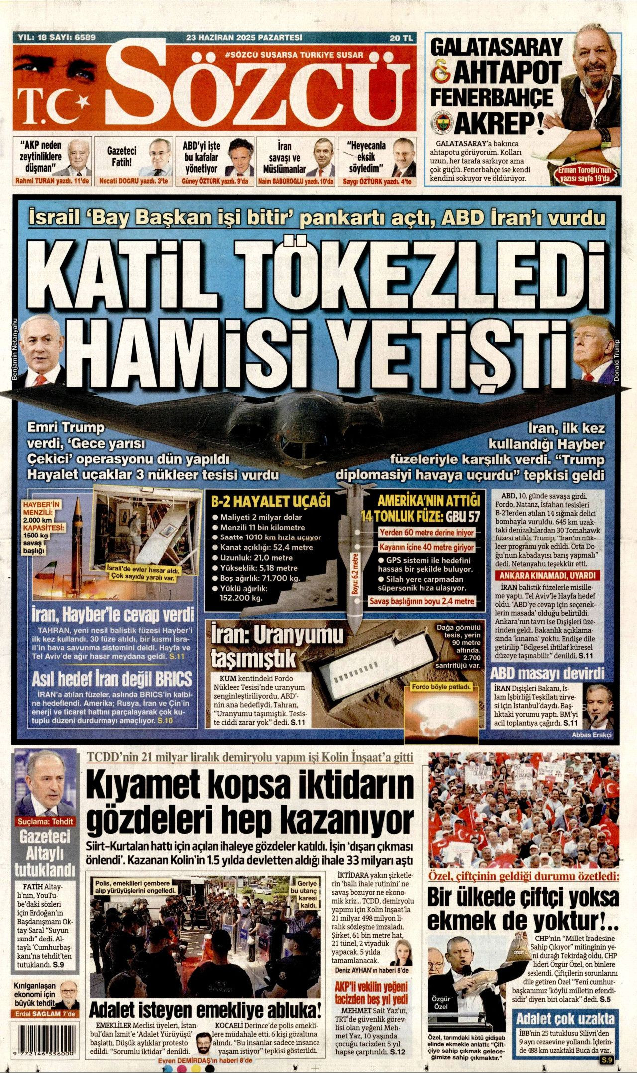 İsrail'e teslim olan ABD, İran'ı vurdu! İsrail-İran savaşındaki tehlikeli dönemeç gazete manşetlerinde... - Sayfa 6