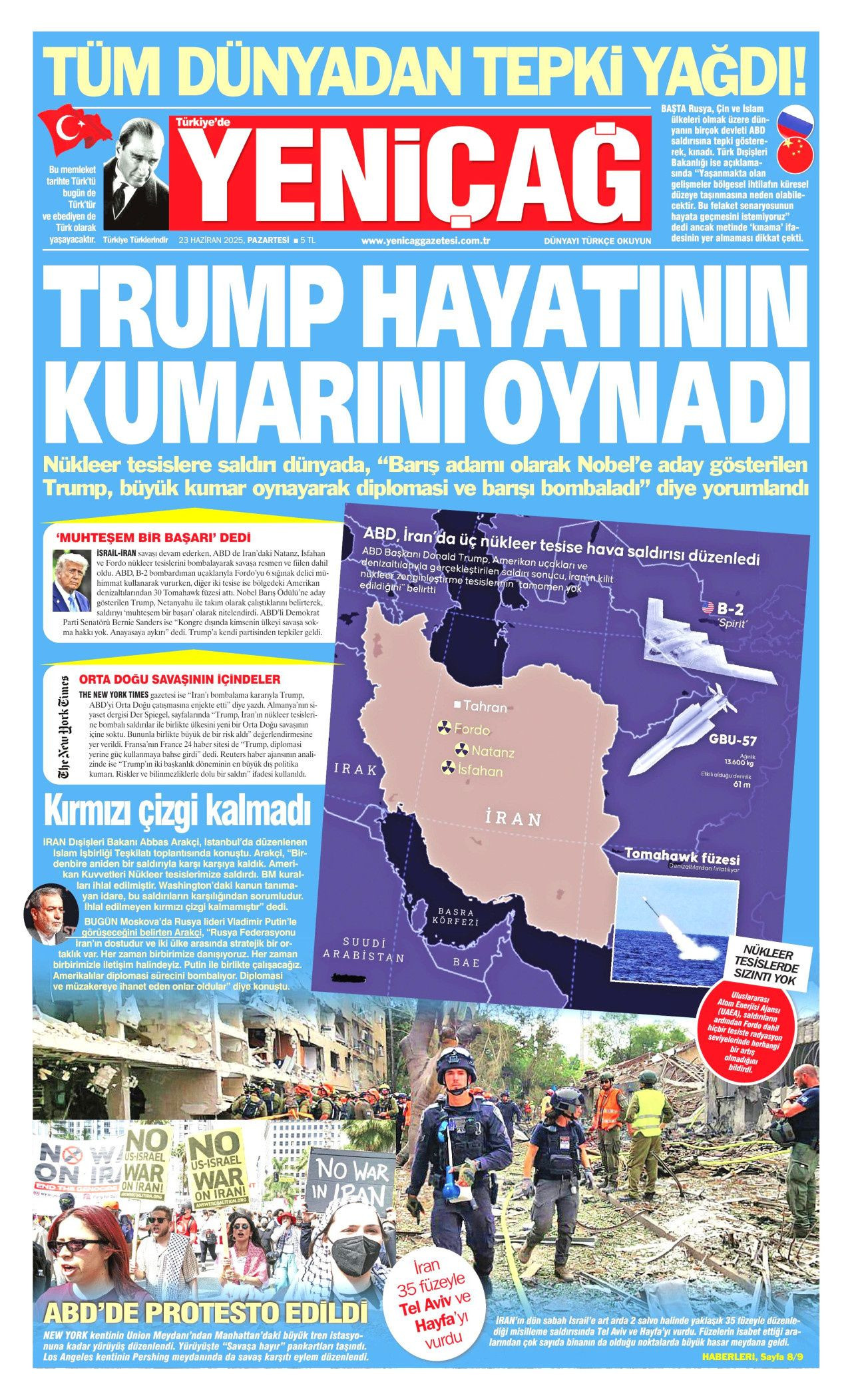İsrail'e teslim olan ABD, İran'ı vurdu! İsrail-İran savaşındaki tehlikeli dönemeç gazete manşetlerinde... - Sayfa 9
