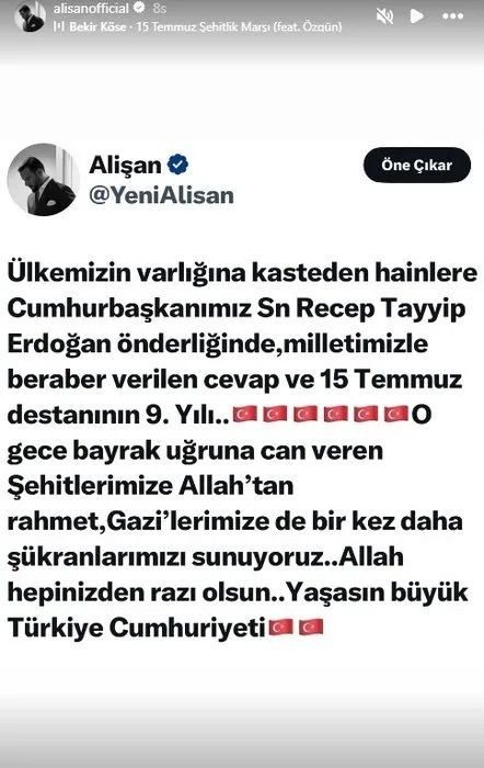 Hain darbe girişimin üzerinden 9 yıl geçti! Ünlü isimlerden 15 Temmuz Demokrasi ve Milli Birlik Günü paylaşımları - Sayfa 2