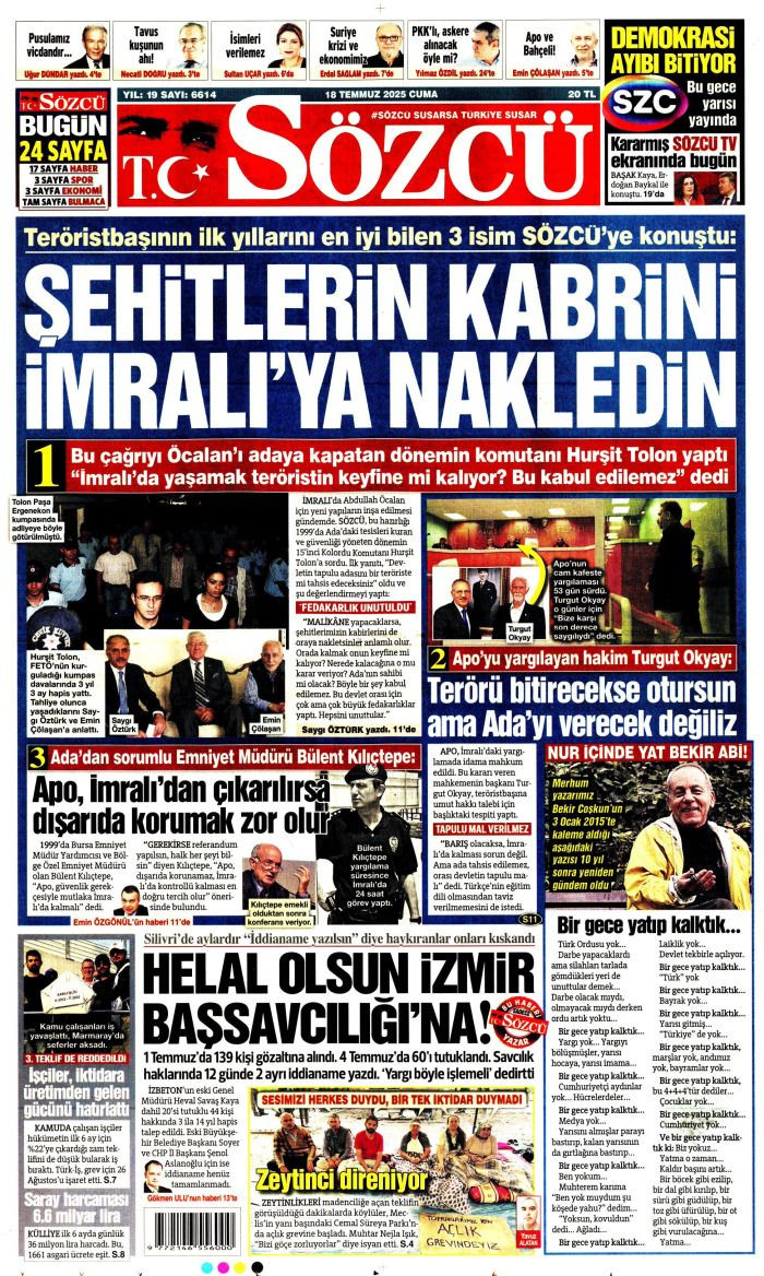 Suriye'ye desteğe hazırız! 18 Temmuz 2025 Gazete Manşetleri (1. Sayfalar) - Sayfa 12