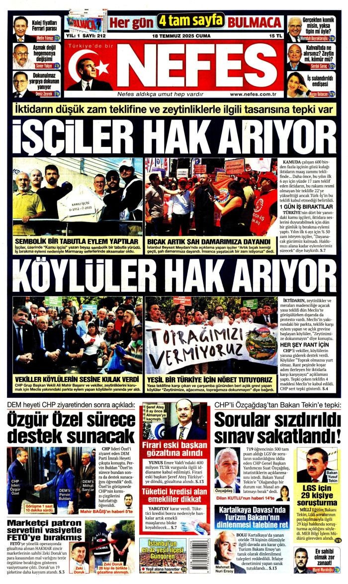 Suriye'ye desteğe hazırız! 18 Temmuz 2025 Gazete Manşetleri (1. Sayfalar) - Sayfa 15