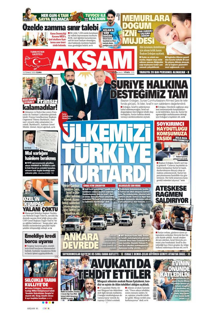 Suriye'ye desteğe hazırız! 18 Temmuz 2025 Gazete Manşetleri (1. Sayfalar) - Sayfa 2