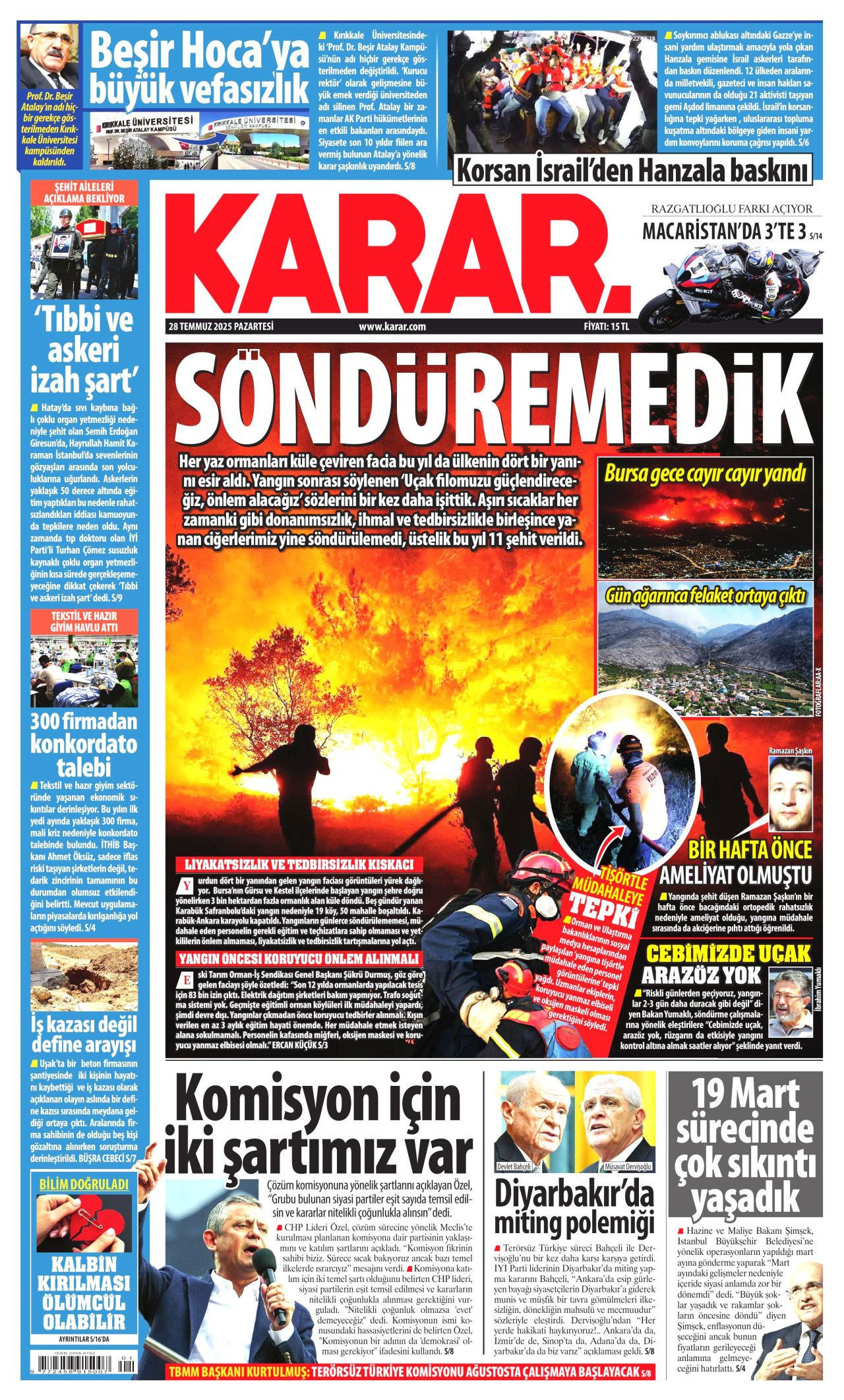 Ayağı alçıda olmasına rağmen göreve koşan itfaiyeci şehit oldu! Ramazan Şaşkın'ın kahramanlığı manşetlerde... - Sayfa 10