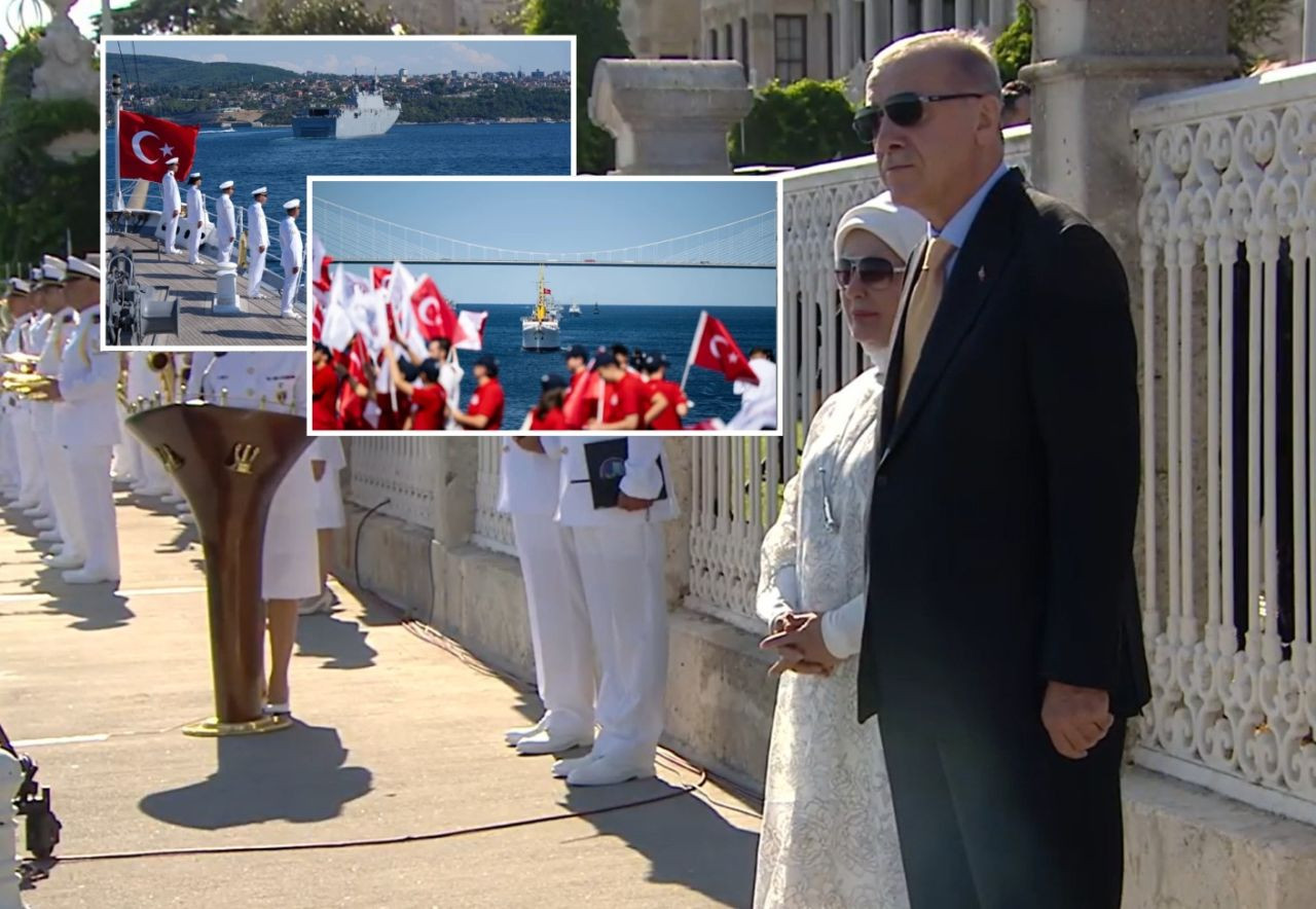 9 gemi tek yürek, Mavi Vatan coşkusu... Cumhurbaşkanı Erdoğan, Boğaz’daki geçit töreninde Savarona ve TCG Anadolu’yu selamladı - Sayfa 1