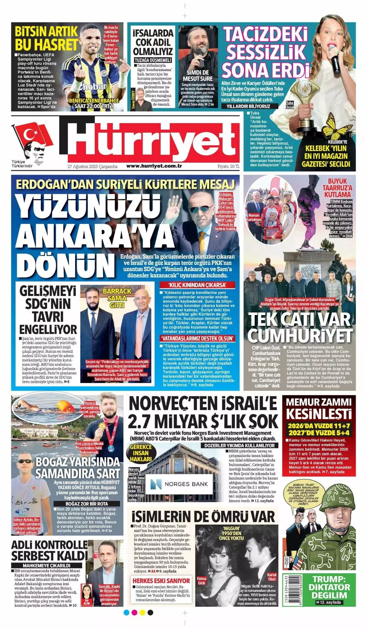 Cumhurbaşkanı Erdoğan'ın YPG'ye "Kılıç kınından çıkarsa kelama yer kalmaz" mesajı manşetlerde! Hangi gazete nasıl gördü? - Sayfa 2