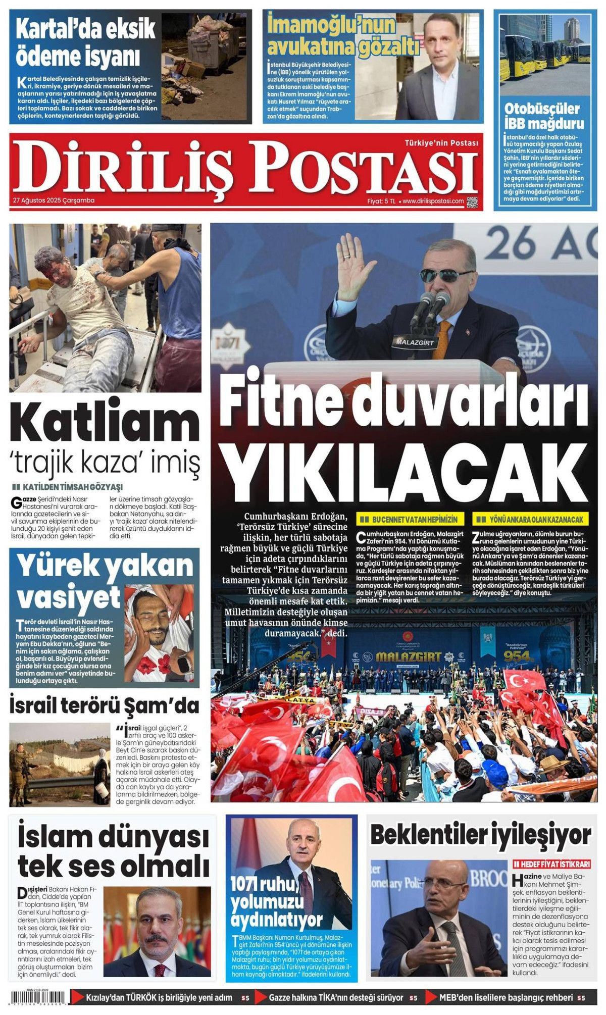 Cumhurbaşkanı Erdoğan'ın YPG'ye "Kılıç kınından çıkarsa kelama yer kalmaz" mesajı manşetlerde! Hangi gazete nasıl gördü? - Sayfa 20