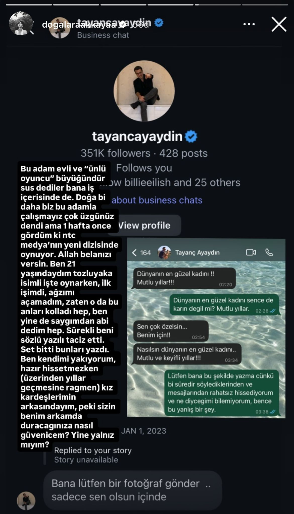 Tayanç Ayaydın'ın taciz iddiasıyla ilgili açıklaması Doğa Lara Akkaya'yı çıldırttı! Bu kez de başka mesajları ifşa etti! ''Öyle durursan öpeceğim'' - Sayfa 2