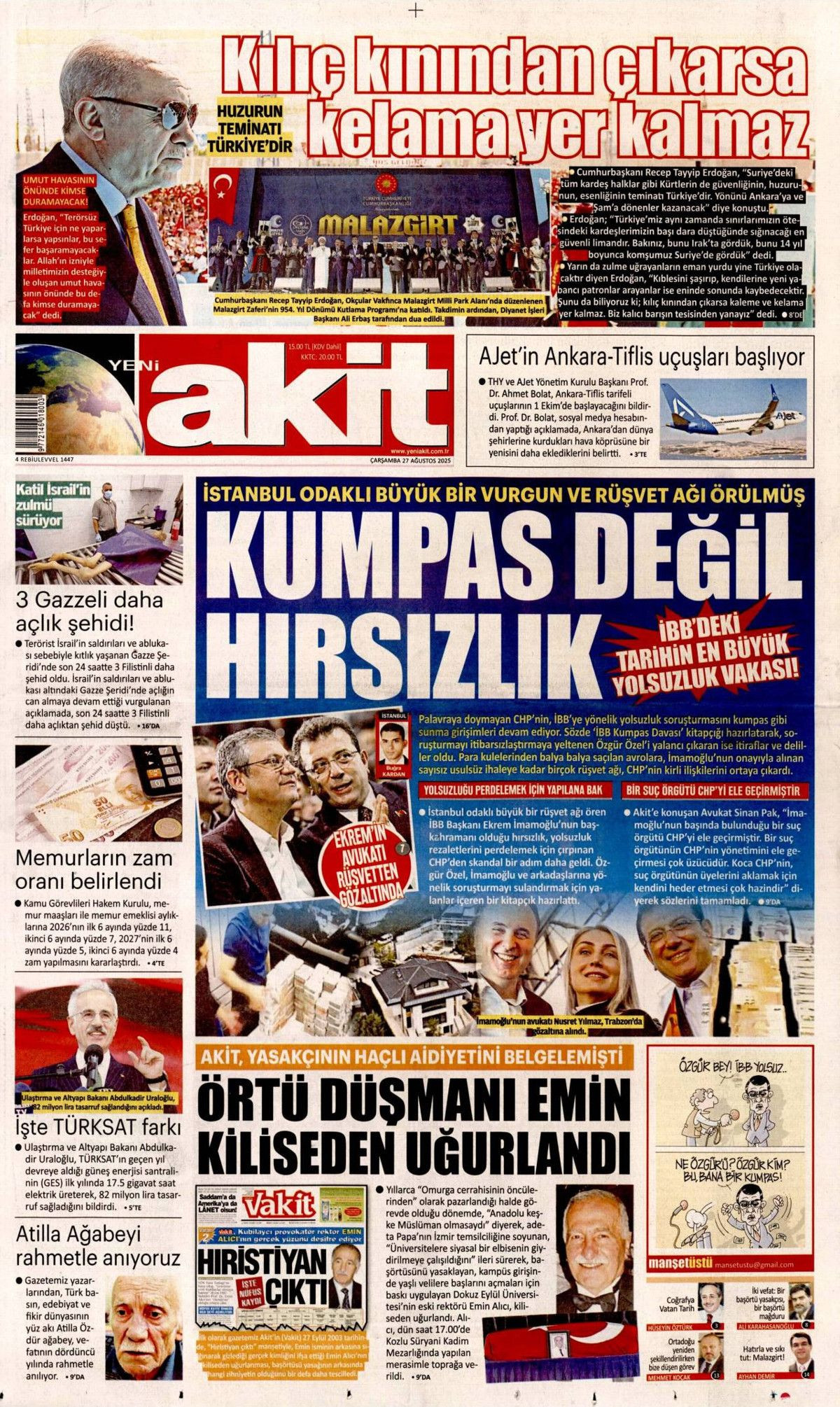 Cumhurbaşkanı Erdoğan'ın YPG'ye "Kılıç kınından çıkarsa kelama yer kalmaz" mesajı manşetlerde! Hangi gazete nasıl gördü? - Sayfa 19