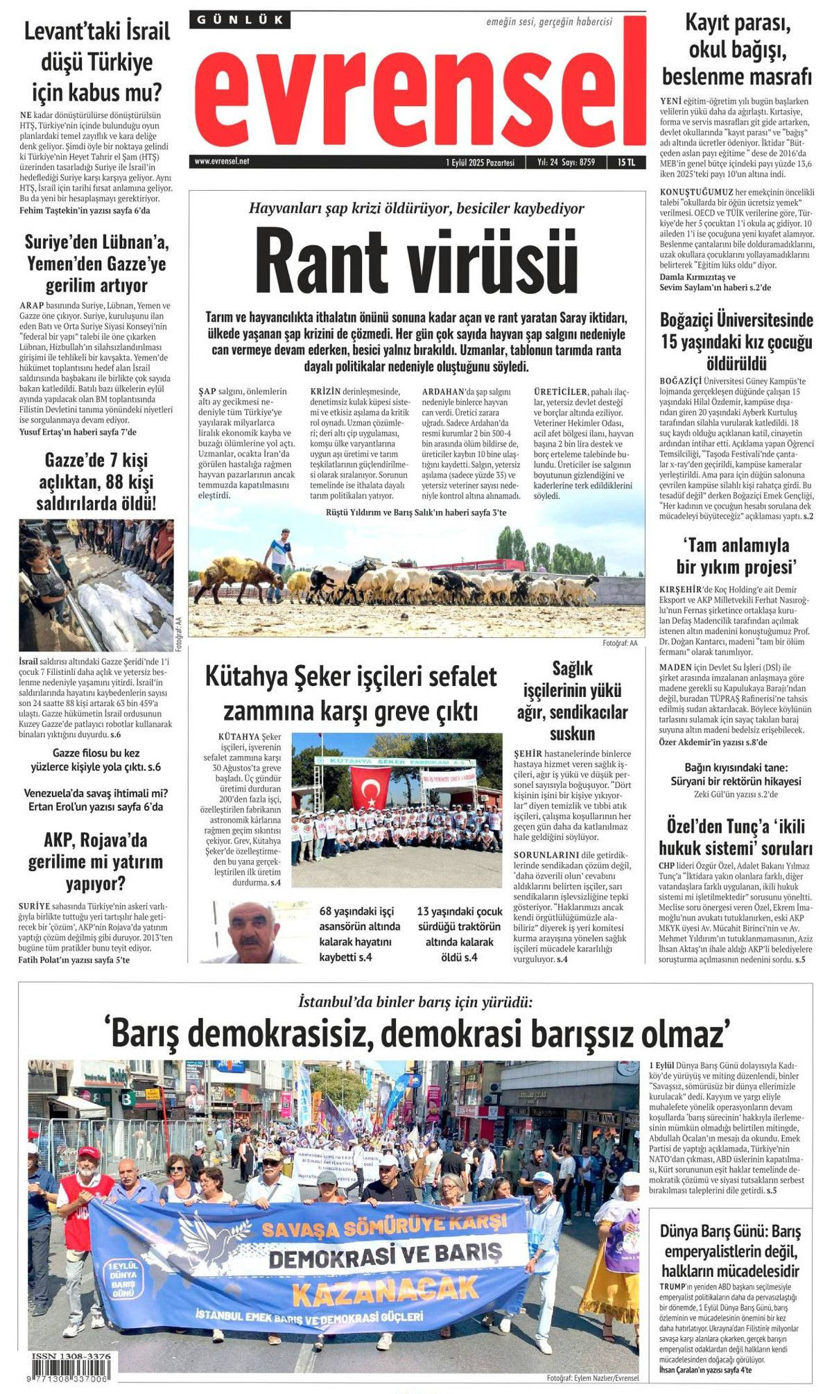 Erdoğan'ın dünyaya barış çağrısı manşetlerde! Barış için ortak yol... - Sayfa 21