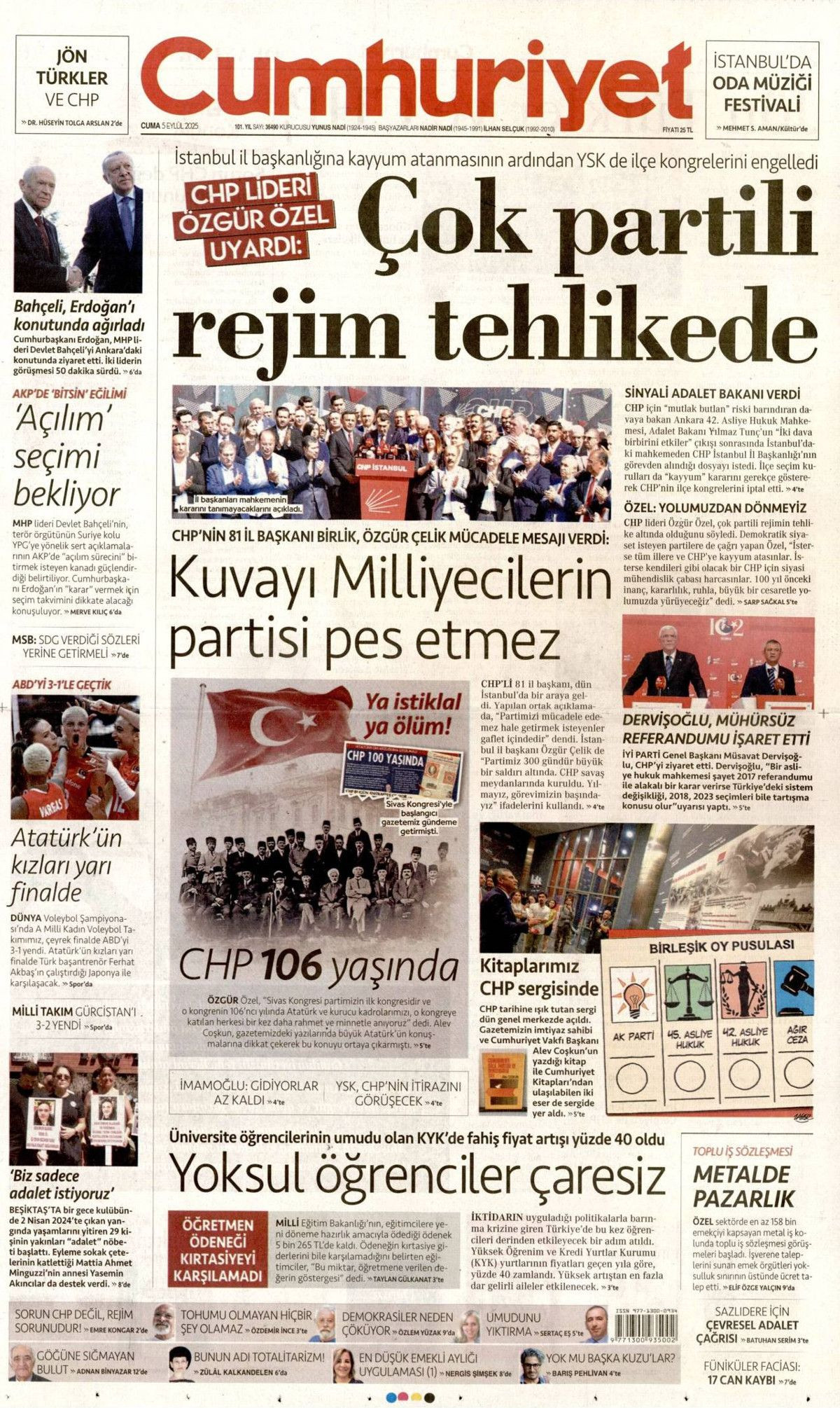 CHP'de 15 Eylül senaryoları: Üç olasılık konuşuluyor! 5 Eylül Cuma gazete manşetleri... - Sayfa 6