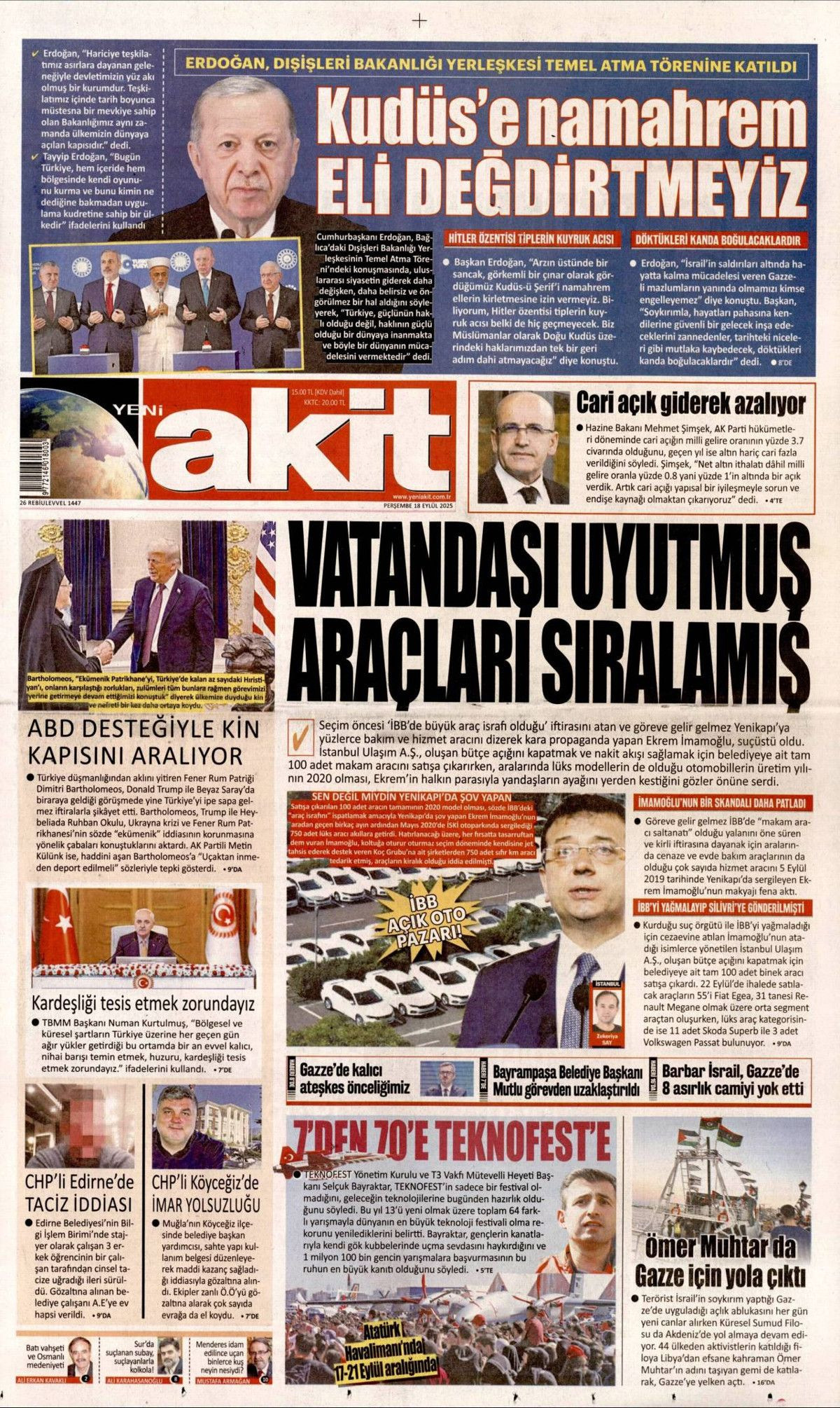 Netanyahu çıldırıyor... Kudüs'te ferman, Gazze'de tapu bizde! Erdoğan'ın "Kudüs'teki hakkımızdan vazgeçmeyiz" sözleri manşetlerde... - Sayfa 18