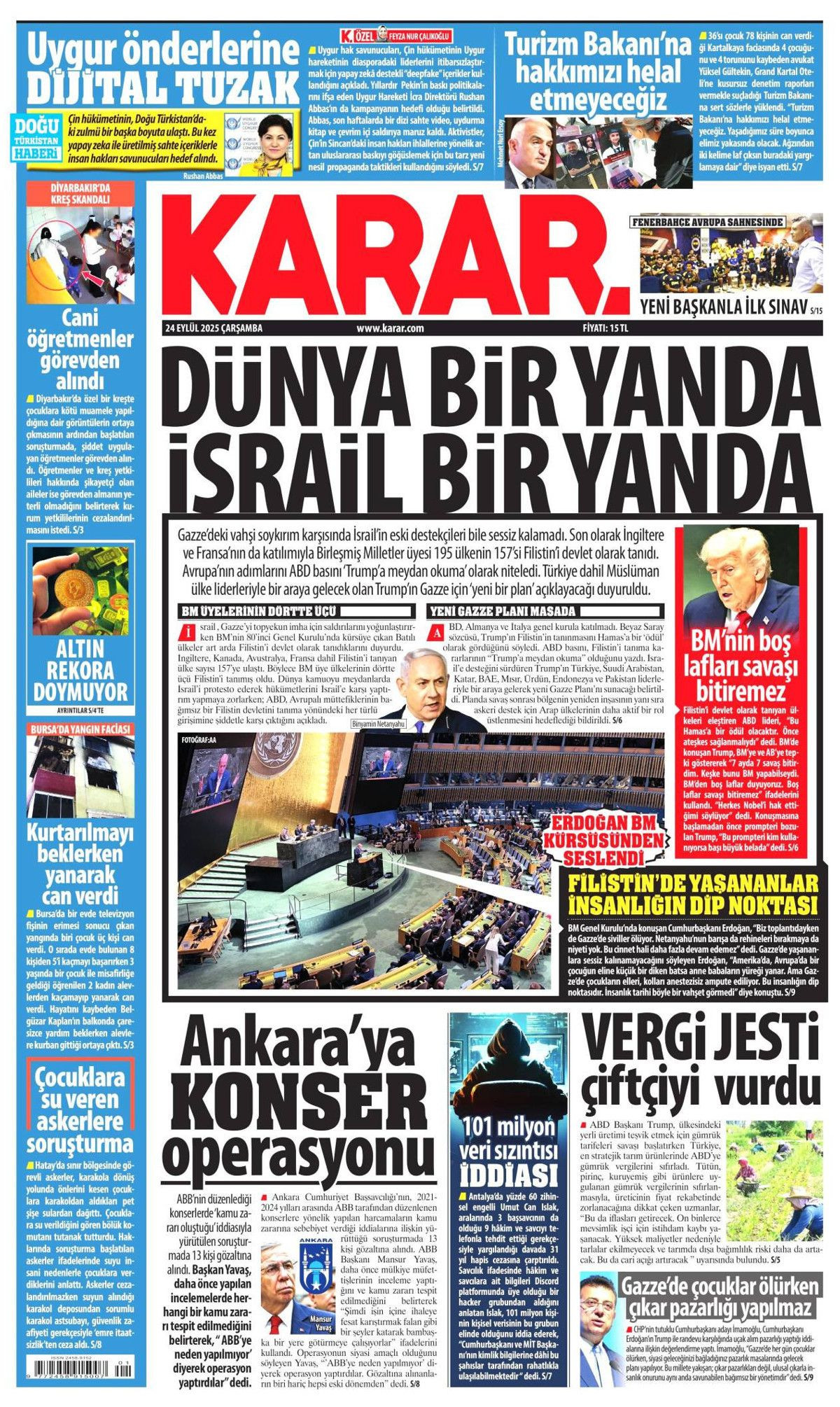 Hangi vicdan buna dayanır? Cumhurbaşkanı Erdoğan'ın tarihi BM konuşması manşetlerde! Hangi gazete nasıl gördü? - Sayfa 12