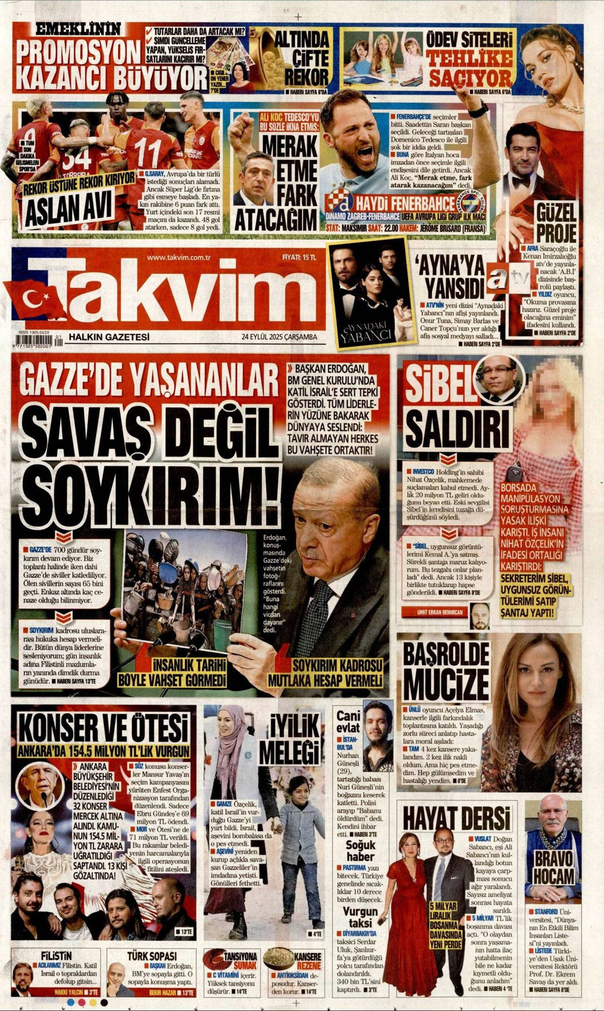 Hangi vicdan buna dayanır? Cumhurbaşkanı Erdoğan'ın tarihi BM konuşması manşetlerde! Hangi gazete nasıl gördü? - Sayfa 16