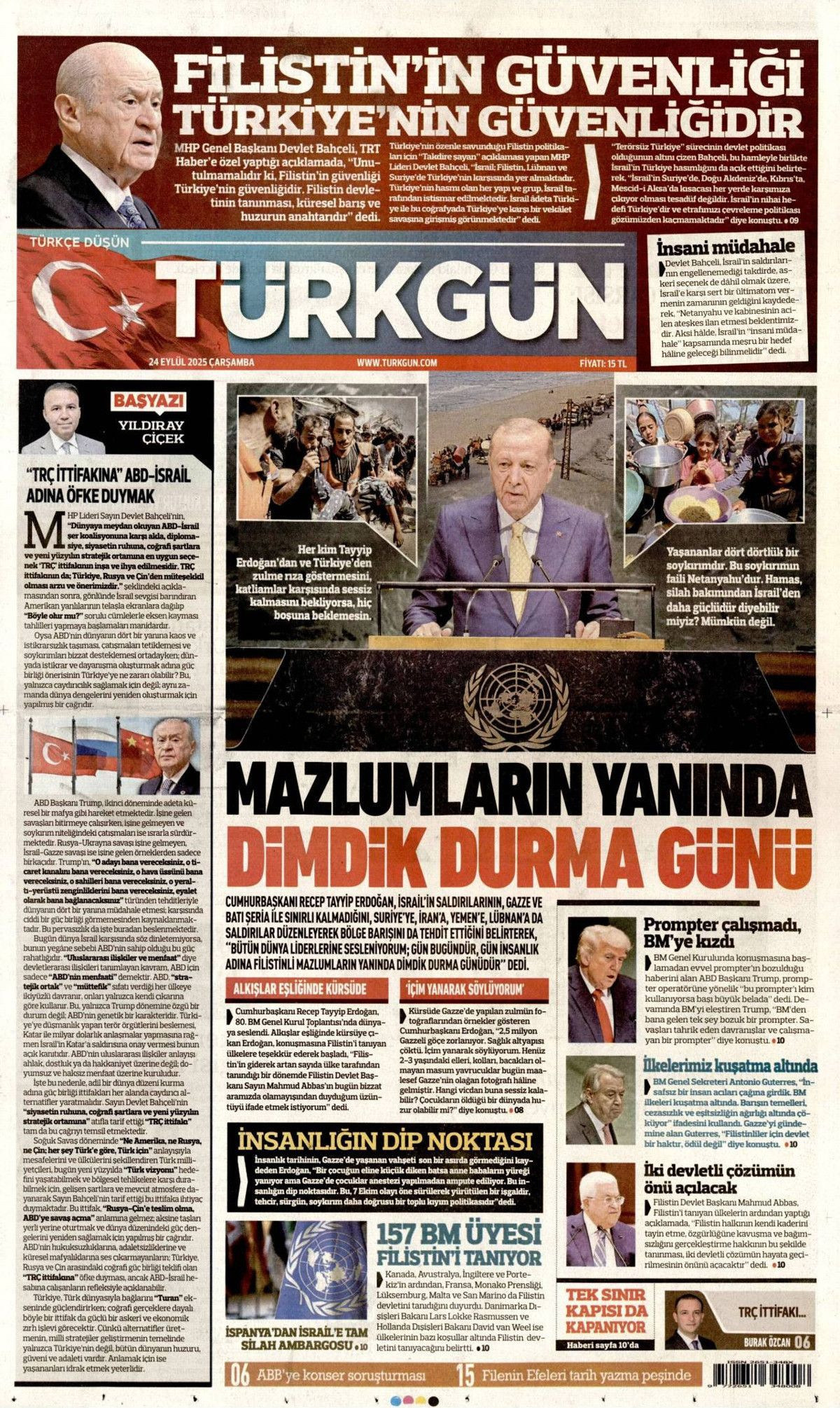 Hangi vicdan buna dayanır? Cumhurbaşkanı Erdoğan'ın tarihi BM konuşması manşetlerde! Hangi gazete nasıl gördü? - Sayfa 14