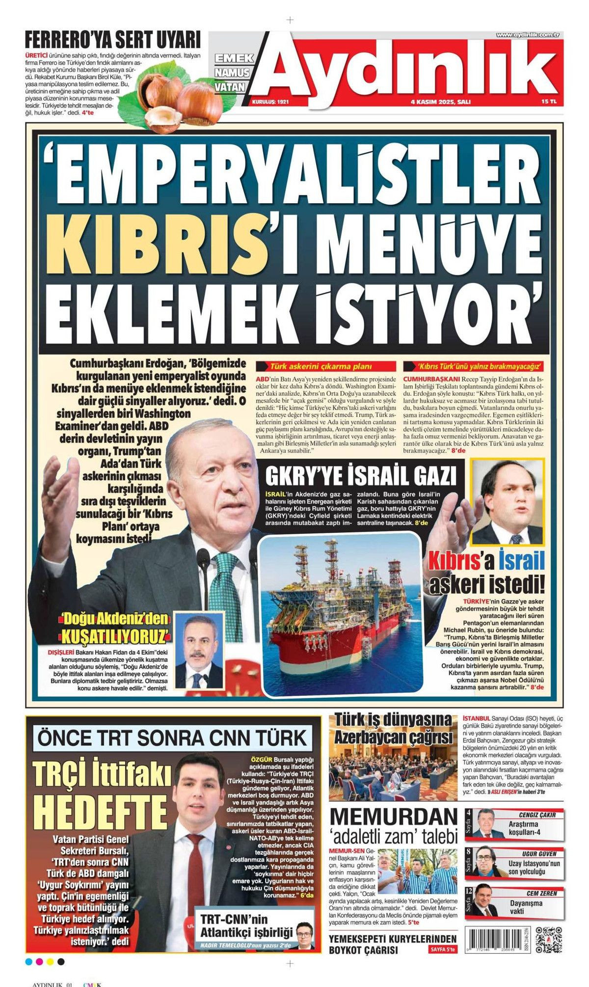 Cumhurbaşkanı Erdoğan'ın "Emperyalistler Kıbrıs'ı menüye eklemek istiyor" sözleri manşetlerde! Hangi gazete nasıl gördü? - Sayfa 9