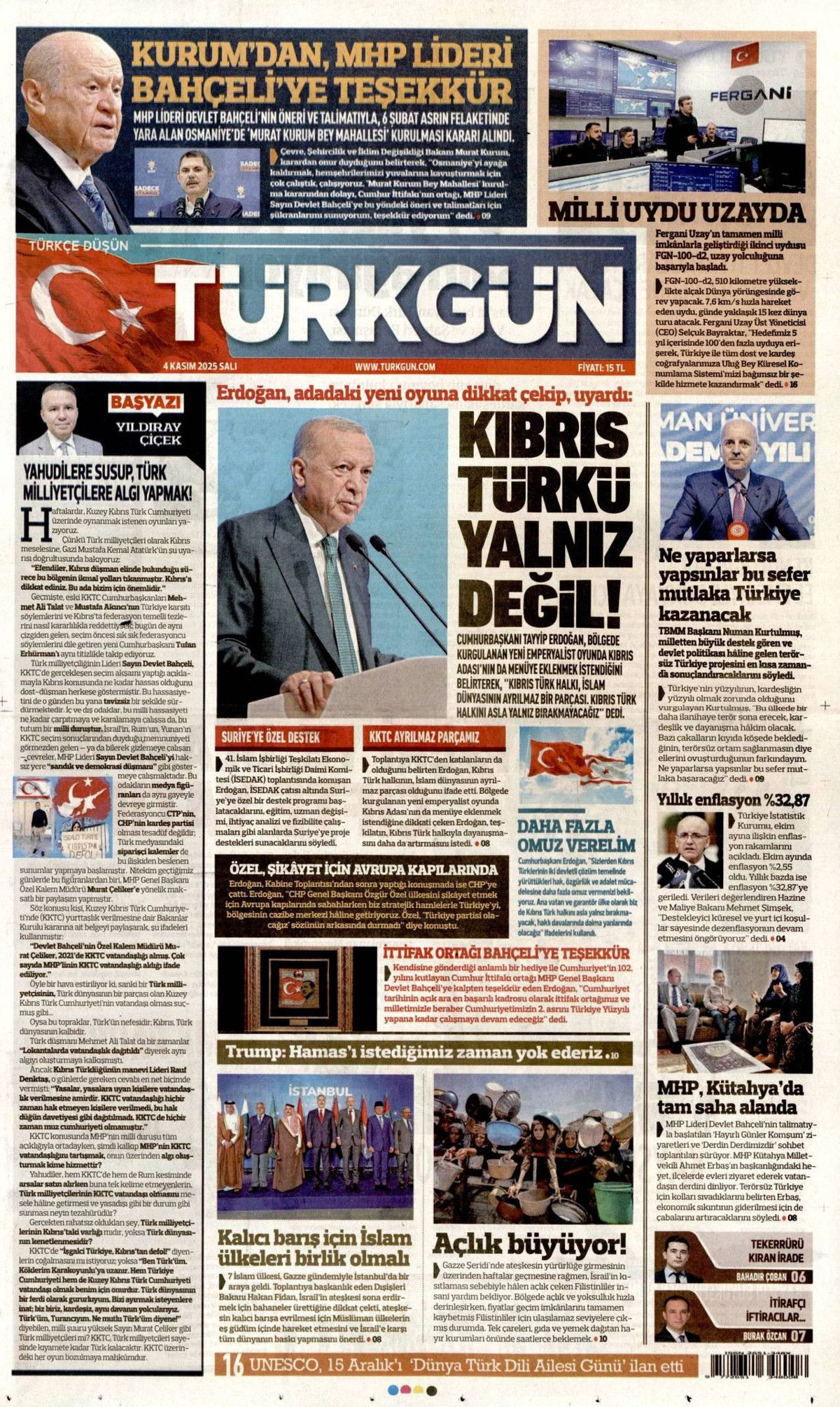 Cumhurbaşkanı Erdoğan'ın "Emperyalistler Kıbrıs'ı menüye eklemek istiyor" sözleri manşetlerde! Hangi gazete nasıl gördü? - Sayfa 7