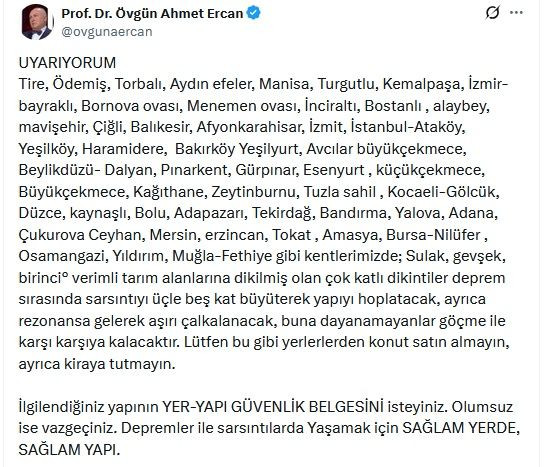 Deprem fırtınası sonrası yeni uyarı! Prof. Dr. Övgün Ahmet Ercan il il, ilçe ilçe açıkladı: Bu bölgelerde sakın ev almayın, kiralık da tutmayın! - Sayfa 4
