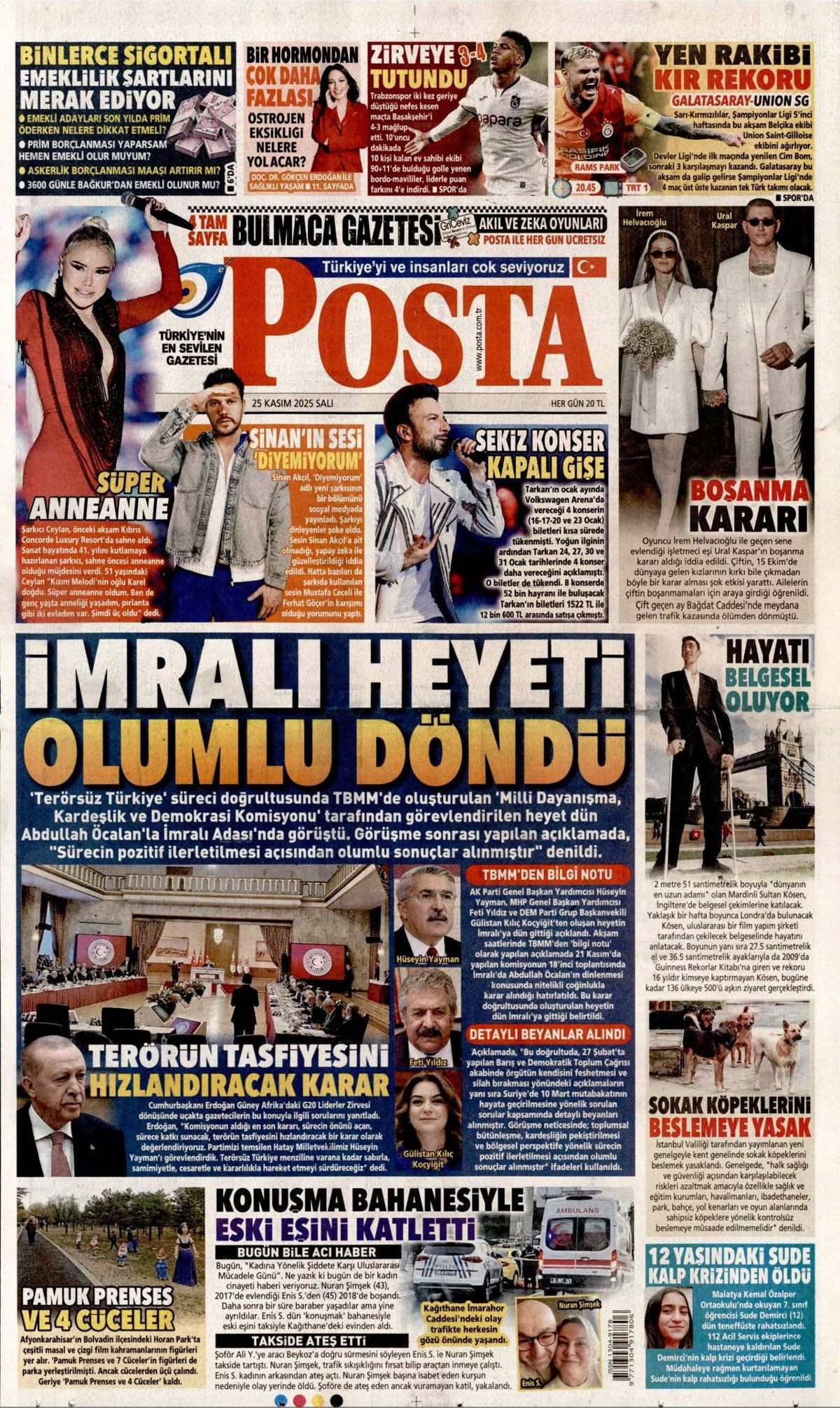 İmralı heyeti olumlu döndü! Terörsüz Türkiye Komisyonu-Öcalan görüşmesi manşetlerde... - Sayfa 1