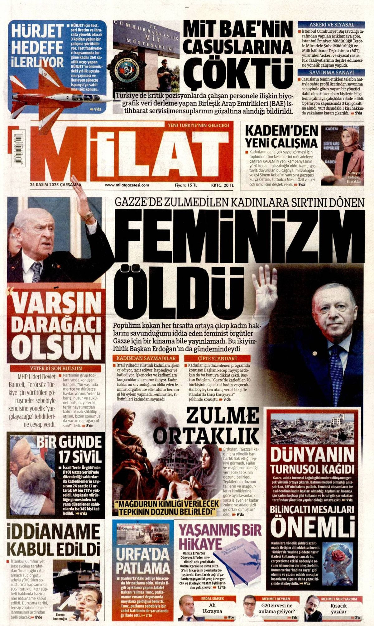 Devlet Bahçeli'nin "Terör bitsin de varsın sonumuz darağacı olsun" çıkışı manşetlerde! Hangi gazete nasıl gördü? - Sayfa 19