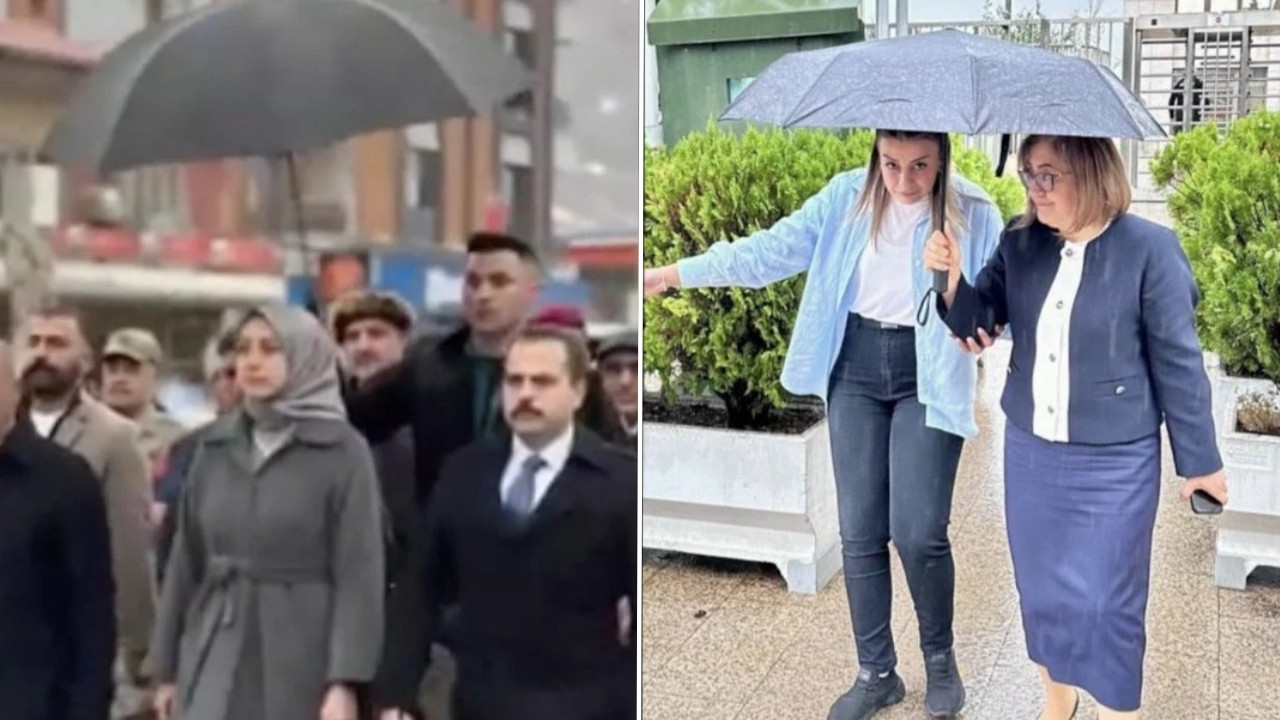 Bu da makam ama korumasına şemsiye tutuyor! Günün karesi Fatma Şahin'den: Koruma polisini şemsiyesi altına aldığı anlar büyük takdir topladı!