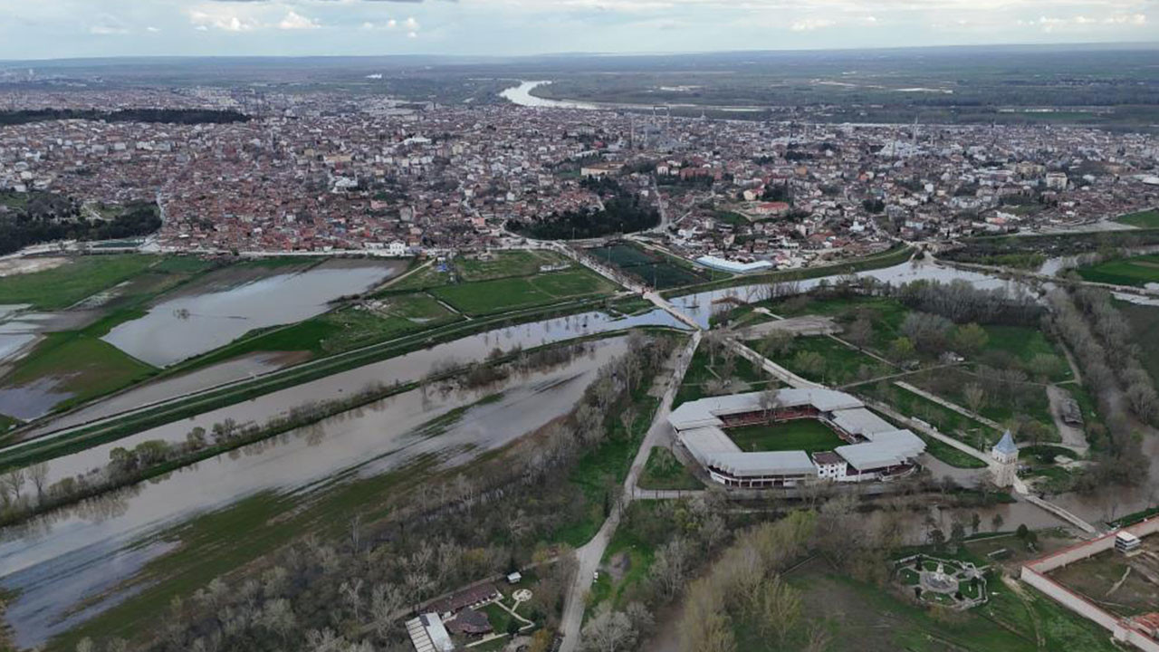 Tunca Nehri taştı, Sarayiçi havadan görüntülendi