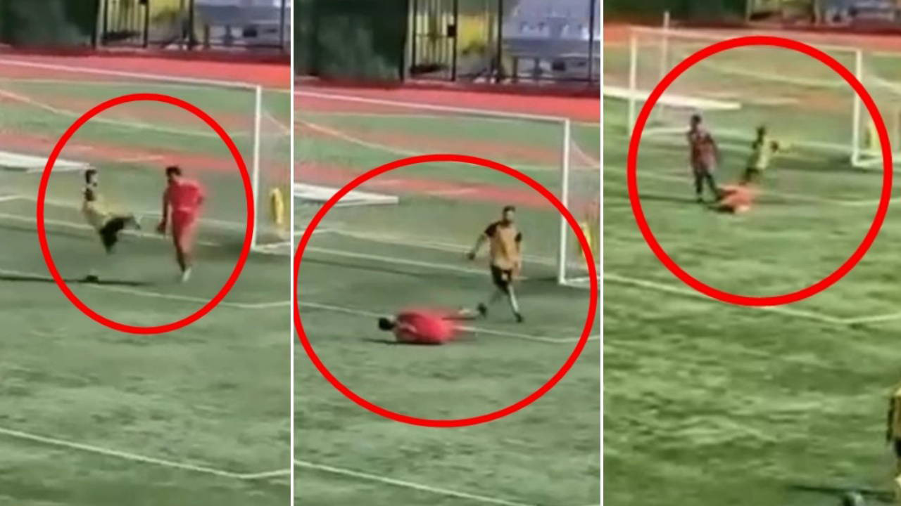 Rakibinin kafasına tekme atan futbolcu tutuklandı